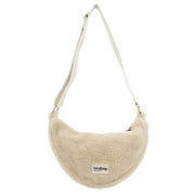Hindbag Andrea Teddy Half Moon Bag - Cream