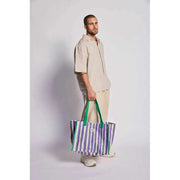 Hindbag Claude Tote Bag - Rayures Vert/Parme