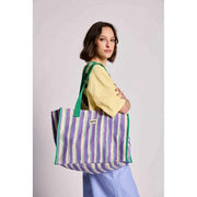 Hindbag Claude Tote Bag - Rayures Vert/Parme