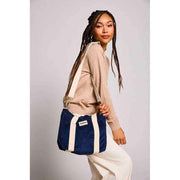 Sac à Bandoulière Carré Hindbag Louise - Velours Bleu Marine