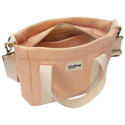 Sac à bandoulière tissé carré Hindbag Louise - Rose corail