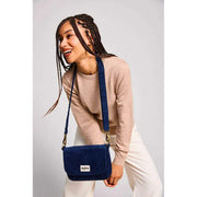 Sac à Bandoulière Hindbag Margault - Velours Bleu Marine