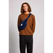 Grand sac banane Hindbag Sasha - Velours Bleu Marine