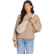 Hindbag Sasha Large Velvet Bum Bag - Cream