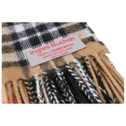 Ingles Buchan Thomson Camel Lambswool Écharpe - Beige/Blanc/Noir