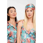 Masque pour les yeux en soie corail sous-marin Jessica Russell Flint - Bleu/Rose