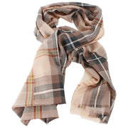 Locharron of Scotland Alba Saskatchewan Écharpe en mérinos fin patiné - Beige/Gris