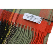 Locharron of Scotland Borders Bruce of Kinnaird Couverture ancienne en laine d'agneau - Rose/Vert/Orange