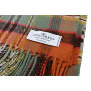 Locharron of Scotland Borders Dundee Couverture en laine d'agneau vieillie - Orange/Vert