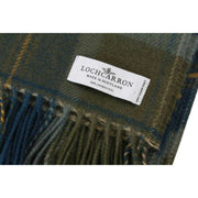 Locharron of Scotland Borders Couverture en laine d'agneau Scottish Borderland - Vert olive/bleu marine