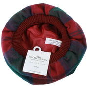 Locharron of Scotland Lindsay Modern Lambswool Tam - Vert foncé/Bourgogne