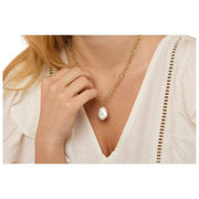 Collier à grosse chaîne avec pendentif en perles Keishi de Pearls of the Orient - Or/Blanc
