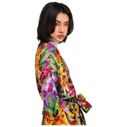 Robe kimono longue kaléidoscope botanique en poudre - Multicolore