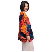 Veste Kimono Courte Chrysanthème Poudre - Bleu
