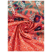 Écharpe en popeline de coton poudré à imprimé floral - Tangerine