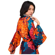 Robe kimono longue en poudre de chrysanthème - Bleu