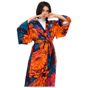 Robe kimono longue en poudre de chrysanthème - Bleu