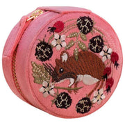 Boîte à Bijoux Souris Ronde en Velours Poudre - Rose