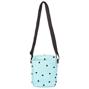Sac à bandoulière en toile recyclée Roka Bond - Bleu/Cœurs bleus