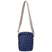 Sac bandoulière en toile recyclée Roka Bond - Bleu marine à pois
