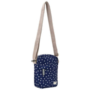 Sac bandoulière en toile recyclée Roka Bond - Bleu marine à pois