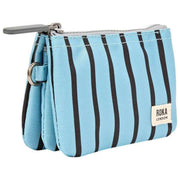 Petit portefeuille en toile recyclée Roka Carnaby - Rayure bleue