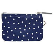 Petit portefeuille en toile recyclée Roka Carnaby - Bleu marine à pois