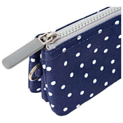 Petit portefeuille en toile recyclée Roka Carnaby - Bleu marine à pois