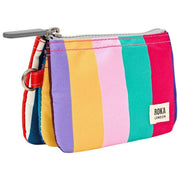 Roka Carnaby Petit portefeuille en toile recyclée - Larges rayures multicolores