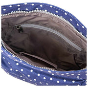 Sac à bandoulière Roka Kennington B Medium en toile recyclée - Bleu marine à pois