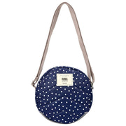 Sac bandoulière en toile recyclée Roka Paddington B - Bleu marine à pois