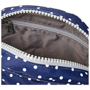 Sac bandoulière en toile recyclée Roka Paddington B - Bleu marine à pois