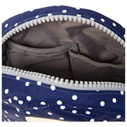 Sac bandoulière en toile recyclée Roka Paddington B - Bleu marine à pois