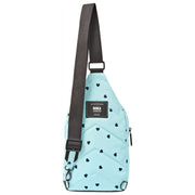 Roka Willesden B Grand sac à bandoulière en toile recyclée - Bleu/Cœurs bleus