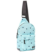 Roka Willesden B Grand sac à bandoulière en toile recyclée - Bleu/Cœurs bleus