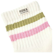 Chaussettes Roka Windosr Stripe Crew - Avocat/Oeillet Rose