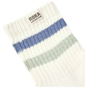 Chaussettes Roka Windsor Stripe Crew - Bleu Côtier/Brume