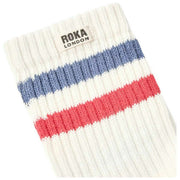 Chaussettes Roka Windsor Stripe Crew - Bleu Côtier/Écarlate