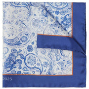Pochette de costume motif cachemire 40e anniversaire de Simon Carter - Blanc/Bleu