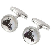 Boutons de manchette scooter 40e anniversaire de Simon Carter - Argent/Noir