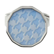 Simon Carter Dogtooth Enamel Cufflinks - Light Blue/Silver