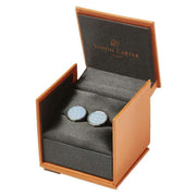 Simon Carter Dogtooth Enamel Cufflinks - Light Blue/Silver