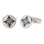 Simon Carter Flower Print Mother of Pearl Cufflinks - Silver/White/Black