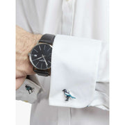 Boutons de manchette Simon Carter Magpie - Bleu/Noir/Argent