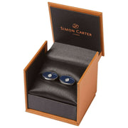 Boutons de manchette ovales Simon Carter - Marine/Argent