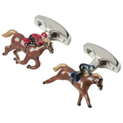 Boutons de manchette Simon Carter Race Horse - Marron/Argent