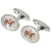 Boutons de manchette cheval Simon Carter Stubbs - Argent/Marron