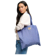 Superdry & Co Oxford Stripe Tote Bag - Broker Marine/Rose Rayé