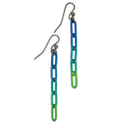 Ti2 Titanium Paperclip Drop Earrings - Green