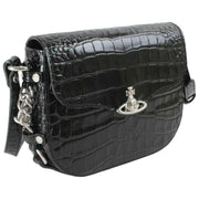 Vivienne Westwood Hunter Sac à bandoulière à rabat croco - Noir